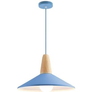 LANGDU Macaron lampenkap Minimalistische kroonluchter Aluminium houten hanglampen Huisverlichtingsarmatuur Scandinavische stijl Hanglamp for keukeneiland Studeerkamer Woonkamer Bar(Color:Blue)