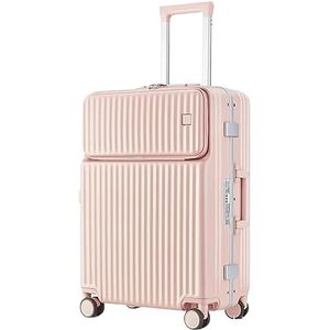 Reiskoffer Bagage Koffer Bestendig Hard Bagage Aluminium Frame Handbagage Beveiliging TSA-slot Koffer Handbagage (Color : Pink, Size : 24inch)