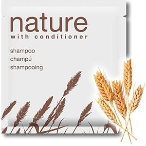 GPQ Natuurlijke shampoo, 400 stuks x 8 g, 94% natuurlijke oorsprong, Amenities Hotel, met conditioner, zonder parabenen, voor hotel, landelijk huis, camping, B&B, cruise, gemaakt in Spanje