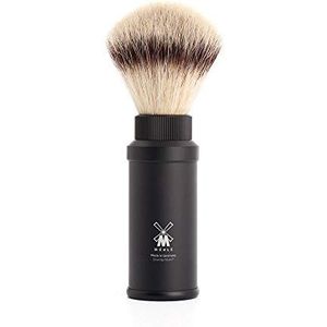 MÜHLE Travel reisscheerkwast - Silvertip Fibre scheerkwast - handvat van zwart, geanodiseerd aluminium - handwerk - veganistisch