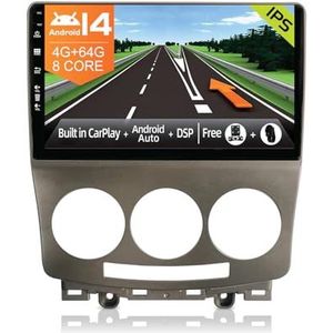 JOYX Android 14 autoradio geschikt voor Mazda 5 (2005-2010) - [4G + 64G] - ingebouwde DSP/Carplay/Android auto - gratis led-achteruitrijcamera - 2.5D 9 inch - met stuurbediening 4G WiFi Bluetooth 5.0