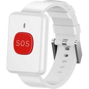 433.92M Polshorloge Oproep RC Zender Horloge Oproepknop Draadloze SOS Noodknop for Ouderen(White)