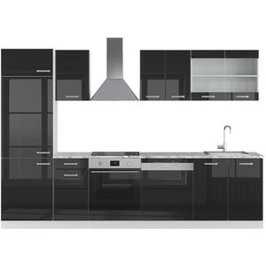 Vicco Kitchenette R-Line Solid Wit Zwart 300 cm moderne keukenkasten keukenmeubel