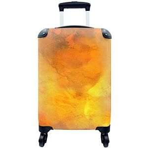 MuchoWow® Koffer - Waterverf - Abstract - Oranje - Past binnen 55x40x20 cm en 55x35x25 cm - Handbagage - Trolley - Fotokoffer - Cabin Size - Print