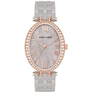 Anne Klein Vrouwen Premium Crystal Accented keramische armband horloge, AK/3900, Taupe/Rose Gold, Taupe/Rose Goud