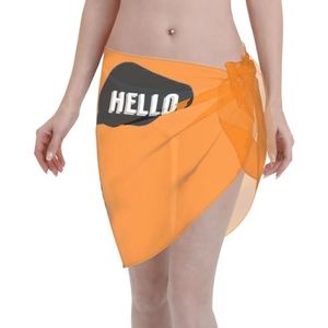 Zwarte robotprint, elegante strandwrap, bikini cover-up, badkleding jurk, voor vrouwen, perfect voor zwembad en resort, Zwart, one size