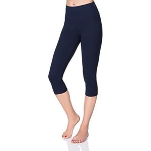 SOFTSAIL Leggings voor dames, 3/4 lengte, capri-katoen, hoge taille, bijgesneden met buikcontrole, yogabroek voor vrouwen, damesleggings voor sport, workout, gym, activewear, Zwart, 42