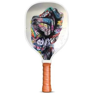 Graffiti Pickleball Bat Gebalde Vuist Racket Banksy Street Art Kunstwerk 1 Panelen Pickleball Paddle voor buiten en binnen Duurzaam en lichtgewicht cadeau voor mannen en vrouwen