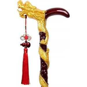 DQZRTUECA Wandelstok Gold Dragon, mobiliteitshulpmiddel, verstelbare hoogte 80-92 cm, draagvermogen 90 kg(82Cm(Use Height 156-160Cm))