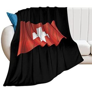 Zwitserland vlag zachte fleece deken voor bed sofa gezellige decoratieve dekens winter 60 ""*80"" (150 x 200 cm)