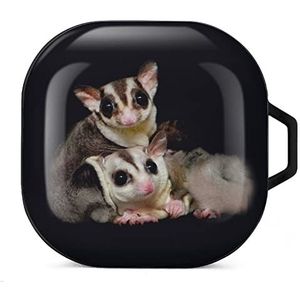 Schattig Sugar Glider Oordopjes Hoesje Compatibel met Samsung Hard Shell Beschermhoes Zwart-Stijl