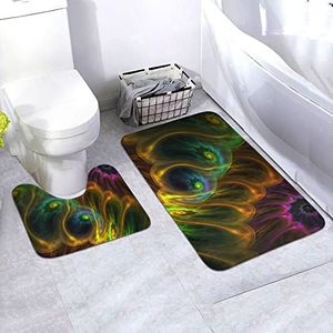 BVMPRS Gekleurde bloem gedrukt leuke badkamer tapijten wasbaar,antislip badkamer U-vorm toiletmatten sets 2 stuk