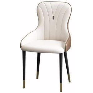 Meal Chairs Keuken Keuken Eetkamerstoelen Lederen Woonkamer Bijzetstoel Met Metalen Stoelpoten for Keuken, Woonkamer, Lounge Accentstoelen Gestoffeerde Bijzetstoel(Off White+coffee)