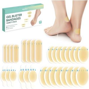 30 stuks blisterpleisters voor voeten - Welnove onzichtbare hydrocolloïde gel blisterverbanden - blisterkussens voor hiel, teen en voet, waterbestendige verbanden (variatiepakket)