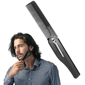 Opvouwbare baard voor mannen, stijltang met fijne tanden, tas, handgemaakte baardkam, ruimtebesparende voor de dagelijkse verzorging van mannen, baard of Aokley