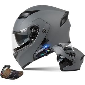 Motorsysteemhelm Met Bluetooth, Motorhelm, Integraalhelm Met Dubbel Vizier, ECE-Gecertificeerd, Modulaire Valhelm Voor Heren En Dames D,XL61-62CM