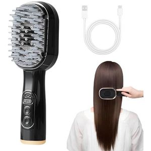 Elektrische hoofdmassageapparaat, 4-in-1 elektrische hoofdmassageapparaat voor haargroei, draadloze en draagbare haarolieapplicator, 3 modi hoofdmassagekam, blauwrood lichttherapie haarborstel, voor