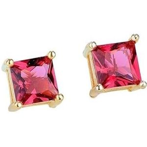 Imitatie zilveren oorbellen diamanten set vierhoekige rechthoekige oorbellen ring vrouwelijke modellen temperament netto rode sieraden sieraden (Color : Rose Diamond Yellow)