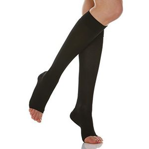 RelaxSan Basic 850A (1 Paar - Zwart, 1) 140 denier middelhoge ondersteuning kniekousen 18-22 mmHg open teen