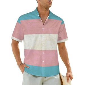 Vintage transgender vlag heren shirts korte mouw strand shirt Hawaii shirt casual zomer T-shirt XL