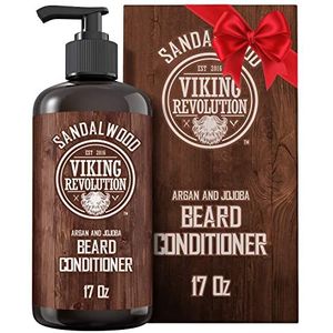 Viking Revolution - Baardconditioner, baardconditioner voor mannen met arganolie en jojoba-olie, verzachtend en versterkend, sandelhoutgeur, 500 ml