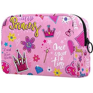 Cosmetische tassen Make-up tas Toilettas Organizer etui met ritssluiting 7.3x3x5.1 Inch voor dames & meisje Princess Pink