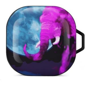 Roze Olifant Oordopjes Hoesje Compatibel met Samsung Hard Shell Beschermhoes Zwart-Stijl