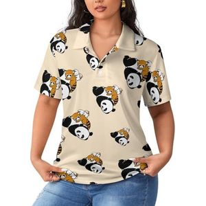 Comfy Bed Panda Wasbeer Konijn Hamster Dames Poloshirts met korte mouwen Casual T-shirts met kraag Golf Shirts Sport Blouses Tops 4XL