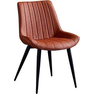 GEIRONV Moderne eetkamerstoel, gestoffeerde stoel van imitatieleer Retro keukenaccentstoel met metalen poten Home Restaurants Lounge Chair Eetstoelen (Color : Orange, Size : 46x53x83cm)