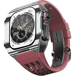 OFWAX Rubberen horlogeband koolstofvezel hoesje, voor Apple Watch Series 9 8 7 6 5 4 SE 44 45mm, robuuste beschermer bumper luxe horlogebanden upgrade vervangende kit, 45mm, agaat