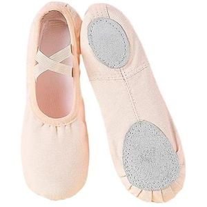 QAUUCP Balletschoenen voor meisjes, balletschoenen voor vrouwen, dansschoenen, canvas, zachte zool, balletschoenen voor meisjes en vrouwen, balletschoenen (beige, 33)