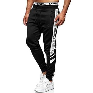 C-iN-C Heren joggingbroek, sportbroek, trainingsbroek, fitnessbroek, model 1421, zwart met wit, XL