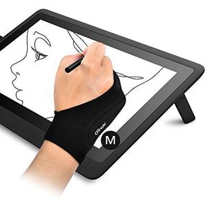 OTraki 2 stuks antifouling handschoen 8 x 20,5 cm kunstenaarshandschoen voor grafische tabletten tekenhandschoenen palm rejection handschoen 2 vingers handschoenen tekenen voor pad display