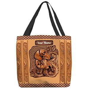 177 Shopper Bag Gepersonaliseerde Rode Teckel Hond Handtas Milieuvriendelijke Dagelijkse Tas Opvouwbare Strand Tote Bag Voor Winkelen, Vakantie, Yoga, 15X50X40cm, Draagtas 720, 15x50x40cm