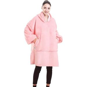 JAXY Hoodie Deken - Snuggie - Snuggle Hoodie - Fleece Deken Met Mouwen - Hoodie Blanket - Voor Vrouwen en Mannen - Oversized Hoodie - Light Pink