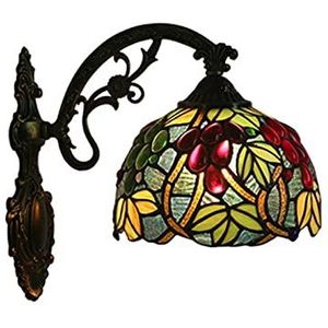 Tiffany Wandlamp, 7.8-Inch Druivenkleurige Glazen Lampenkap Luxe Wandlamp E26/E27, Geschikt Voor Keukens, Woonkamers, Badkamers En Binnengangen