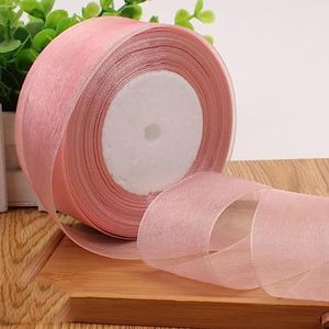 12/15/20/25/40/50mm 50 meter/partij Vlek Organza Lint transparant Chiffon Lint Wit Rood Roze Paars Blauw Geel Zwart Groen