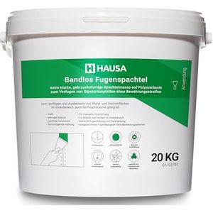 Reparatieplamuurmassa, extra sterke kant-en-klare plamuur, voegen van gipsplaten zonder versterkingsstrips, voor muren, plafonds binnenshuis, scheurvulling, droogbouw, voegenspatel, wit, 20 kg HAUSA