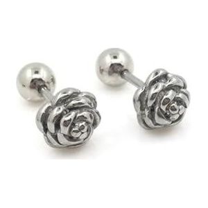 2 stks romantische roos bloem 316L roestvrij staal mannen vrouwen doorboord oorsteker oorbellen eenvoudige schattige oorbellen partij sieraden oorbellen