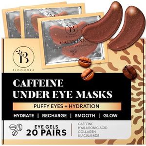 BLOOMORA Cafeïne oogpads (20 paar) - oogpads met niacinamide en hyaluronzuur - oogpads tegen donkere kringen - donkere kringen verwijderen - oogpatches
