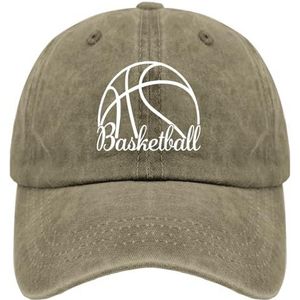 Baseball Cap Basketbal Trucker Caps voor Vrouwen Vintage Gewassen Denim Verstelbaar voor Jogging Geschenken, Pigment Khaki, one size