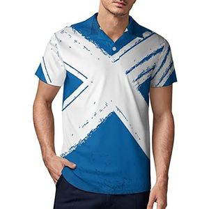 Retro Schotse Vlag Heren Golf Polo-Shirt Zomer Korte Mouw T-Shirt Casual Sneldrogende Tees 3XL