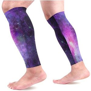 EZIOLY Galaxy Starry Space Universe Sport Kalf Compressie Mouwen Been Compressie Sokken Kalf Guard voor hardlopen, fietsen, moederschap, reizen, verpleegkundigen