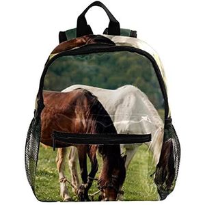 Bruin en wit paard schattige mode mini rugzak pack tas, Meerkleurig, 25.4x10x30 CM/10x4x12 in, Rugzak Rugzakken
