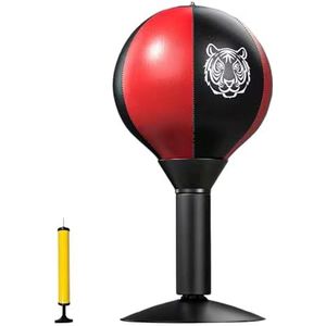 Oshhni Desktop Bokszak Tafelblad Boksen Punch Ball Zuig naar Bureau met Luchtpomp Fitness Raken Boksen Speed Ball Bokszak, zwart rood