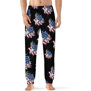 Hertenjacht Amerikaanse vlag VS heren pyjama broek print lounge nachtkleding bodems slaap broek 5XL