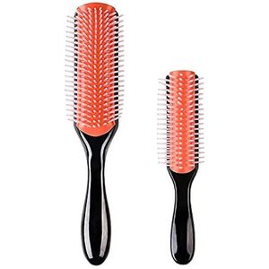 Hair Brush For Natural Curly Hair Black 9 row D4 Classic Styling Travel Nylon Bristle Detangler Wet Thin Thick Wavy Plastic Comb