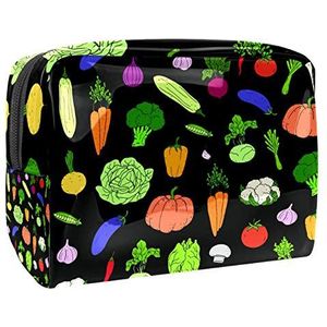 Draagbare make-up tas met rits reizen toilettas voor vrouwen handige opslag cosmetische zakje kleurrijke groenten