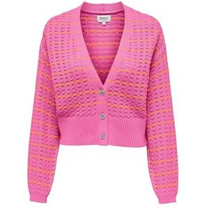 ONLY Dames gebreide jas ONLAsa korte cardigan met strepen, Aardbei Moon Tangerine, M