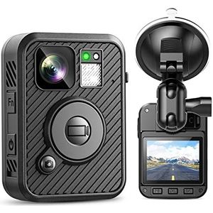 Mini-lichaamscamera, F2 2K Body Camera GPS & WiFi 128 GB Body Gedragen Camera Dual IPS Schermen 8-10 H Opname Body Mounted Cam met Auto Zuig voor wetshandhaving, levering